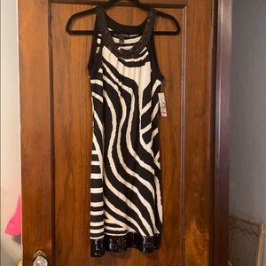 NWT INC knit black and white dress sequin medium